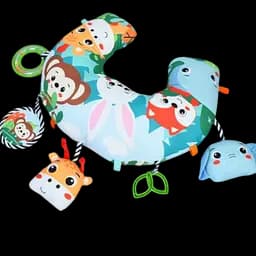 Коврик-подушка для новорождённого 63633-1 с подвесками, зеркальцем, погремушкой и шуршалкой– голубой