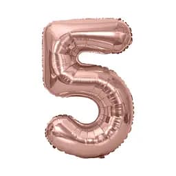 Шар воздушный фольгированный (102 см) Цифра 5 розовое золото