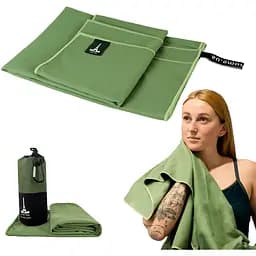 Дорожній спортивний рушник Love You з мікрофібри з чохлом 80х180 см зелений (60149)