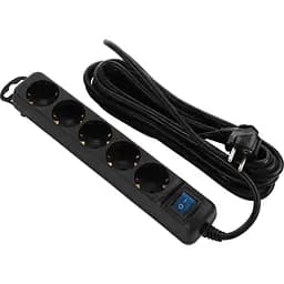 Мережевий фільтр на 5 розеток 3м, чорний (2E-U05ESM3BK)