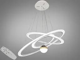 Люстра стельова LED Diasha 2328-800+600+400WH 145W, біла, діаметр 80 см, сучасний стиль для дому