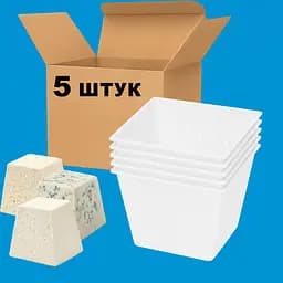 Комплект з 5 форм для виготовлення м'яких, вершкових, розсольних та сирів з пліснявою «Пірамідка» 0.4 л (фета, бринза, брі), Kitchette Білий 87896 - мініатюра 2