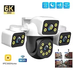 Компактна Вулична WiFi IPкамера PC295 12Мп  біло-чорна 3 незалежних об'єктиви поворотні