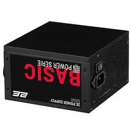 2E Блок живлення Basic Power (500W), 80%, 120мм, 1xMB 24pin(20+4), 1xCPU 8pin(4+4), 3xMolex, 4xSATA, 2xPCIe 8pin(6+2) - мініатюра 5