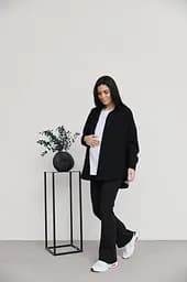 Сорочка вельветова для вагітних та годуючих мам Varna розмір S-М Lullababe Чорний - мініатюра 3
