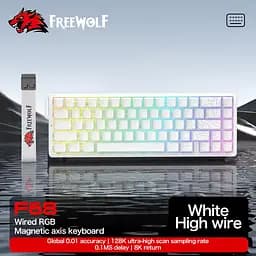 Игровая проводная магнитная клавиатура FreeWolf F68 / Magnetic Switch / RGB / Wired / White