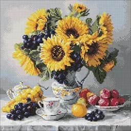 Алмазна мозаїка Соняшники з виноградом ©art_selena_ua Ідейка AMO8338, 40х40 см