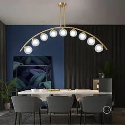 Золотая люстра-дуга на 9 двойных плафонов Line.F MJ 80/9 AB