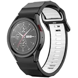 Ремінець для Samsung Galaxy Watch 7 - чорно-білий ширина кріплення 20мм силікон Watchbands Ribbed (W47-9WBWB73116610)