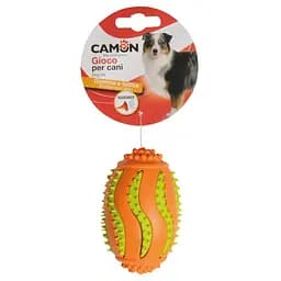 Игрушка для собак Camon мяч для регби резиновый с латексной вставкой, пищалкой набитый ватой 9 см (AH232)