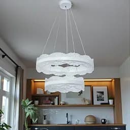 Стильна підвісна LED-люстра для вітальні Diasha D8750-600+400WH, біла, 140W, 7700 lm - мініатюра 2