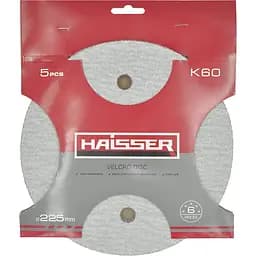 Круг шліфувальний самоклеючий Haisser з отворами 225 мм, k 60, 5 шт. (131944)