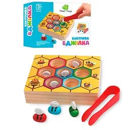 Іграшка Limo Toy Кмітлива Бджілка MD 2848 ігрове поле/соти, щипці та 7 бджілок дерев'яна