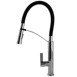 Змішувач кухонний TOPAZ MODERNO TMD-8817 чорний гофрогусак лійка-душ для миття посуду - мініатюра 3