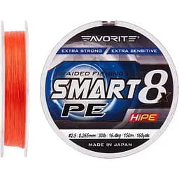 Шнур Favorite Smart PE 8x 150м #2.5/0.265 mm 30lb/16.4 kg Красный (1013-1693.10.86)