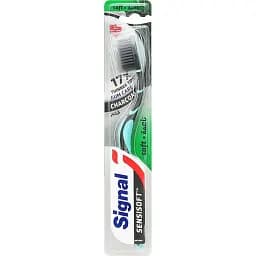 Зубная щетка Signal Древесный уголь Soft голубая с черным