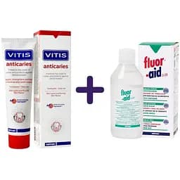 Набор: зубная паста Vitis Anticaries 100 мл + ополаскиватель для полости рта Fluor-Aid 0.05% 500 мл