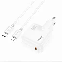 Сетевое зарядное устройство Hoco C112A 30 Вт с кабелем Type-C на Lightning быстрая зарядка PD компактное