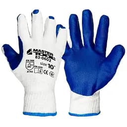 Рукавички робочі захисні Mastertool скляра латексна синя 10" (в упаковці 6 шт.)