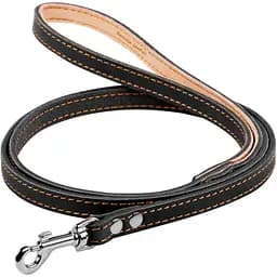 Поводок одинарный Collar, кожа, с прошивкой, XS, 122х1,2 см, черный