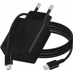 Мережевий зарядний комплект Samsung 45W Compact Power Adapter (EP-T4510XBE) блок з кабелем C to C чорний