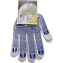 Перчатки трикотажные Virok с ПВХ размер 10 белые (83V002)