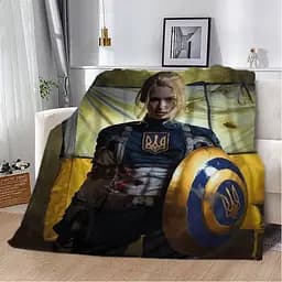 Плед плюшевий патріотичний 3D Могутня захисниця 160х200 см