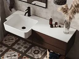 Умивальник Miraggio FONTANA L (0000518) Miramarble, Глянцевий, Накладний/Врізний, Білий - мініатюра 7