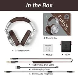 Гарнітура OneOdio Fusion A70, Bluetooth+3,5мм/6,35мм, Silver Brown - мініатюра 3
