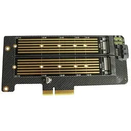 Контроллер Dynamode 2х M.2 NVMe M-Key /SATA B-key SSD to PCI-E 3.0 x4/ x8/ x16, (PCI-Ex4- 2xM.2 MB-key)