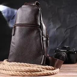 Зручна чоловіча сумка через плече з натуральної шкіри 21308 Vintage коричнева - мініатюра 7