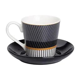 Чашка з блюдцем порцелянова 200 мл, diagonal Liling Rongxiang Ceramic RX-N24708BW
