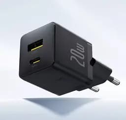 МЗП Baseus Palm Fast Charger Type-C+USB 20W + Cable Type-C to Type-C P101111608113-01 Black - мініатюра 4