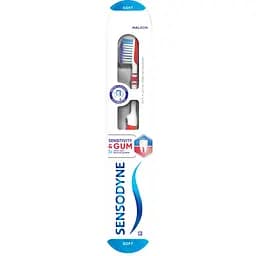 Зубна щітка Sensodyne Чутливість зубів та захист ясен м'яка біла з червоним