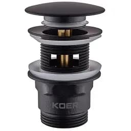 Донний клапан для раковини з переливом Koer PW-03-05 автоматичний KR3396, Чорний матовий