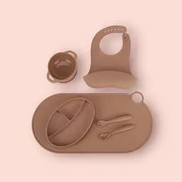 Набор силиконовой посуды для прикорма детей на присоске, 6 предметов, brown