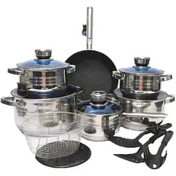 Набір каструль з кришками та сковородою Bohmann BH 1800 MRB 19 предметів