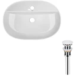 Комплект Qtap Scorpio: Раковина накладная овальная 600х400х120 мм White + Донный клапан PU02 (QT14112203WN47315)