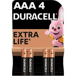 Батарейки DURACELL Basic 77164 AAA алкалиновые 1.5V LR03 4 шт на блистере