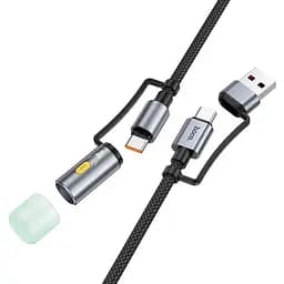 Кабель Hoco All-in-one charging data Cable USB / C to C / LED light U138 1.2 м PD60W 3A