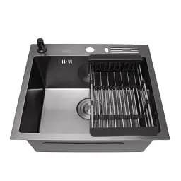 Чорна мийка на кухню 45 см накладна 1.5 мм з нержавійки Nett NВ-5245