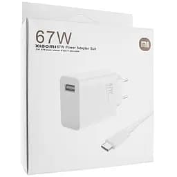 Зарядное устройство для Xiaomi GaN Power Adapter USB Fast 67W HC белый