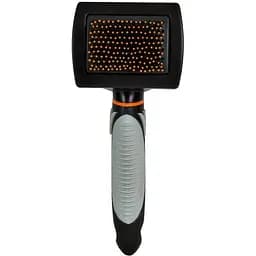 Щітка-пуходерка Trixie з пластиковою ручкою та захисними кульками 7 см/16 см чорно-сіра (24141)