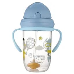 Чашка непроливайка з трубочкою та обтяжувачем Canpol babies Bonjour Paris 270 мл синій