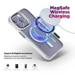 Чехол Apple iPhone 15 Plus, Unit MagSafe, белый, прозрачный, магсейф, ударопрочный, магнитный, панель-накладка с поддержкой MagSafe, с поддержкой беспроводной зарядки, TPU+PC, защита всего корпуса, ударопрочный, ArmorStandart (ARM69351) - мініатюра 3