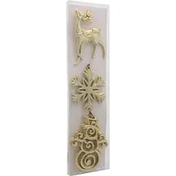 Прикраса-підвіска Chomik Олень, сніжинка, сніговик пластикова золотисті 3 шт. (BAI5874)