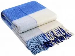 Плед вовняний Vladi Ельф 170х210 біло-сіро-блакитний-синій 2 (109112)