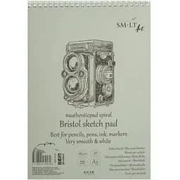 Альбом для эскизов на спирали SM-LT Art Authentic (Bristol) А3 (29.7х42 см) 185г/м2 50л белая и гладкая бумага