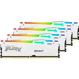 Модуль пам'яті для комп'ютера DDR5 128GB (4x32GB) 5600 MHz FURY Beast RGB White Kingston Fury (ex.HyperX) (KF556C40BWAK4-128) - мініатюра 3