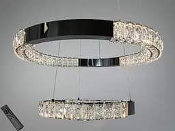 Підвісна LED люстра Diasha 7968/600+400BHR 2 кільця чорний хром 54 Вт